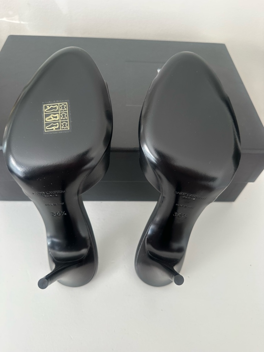 Saint Laurent Black LA 16 Leather Mules 36.5 - Picture 6 of 7